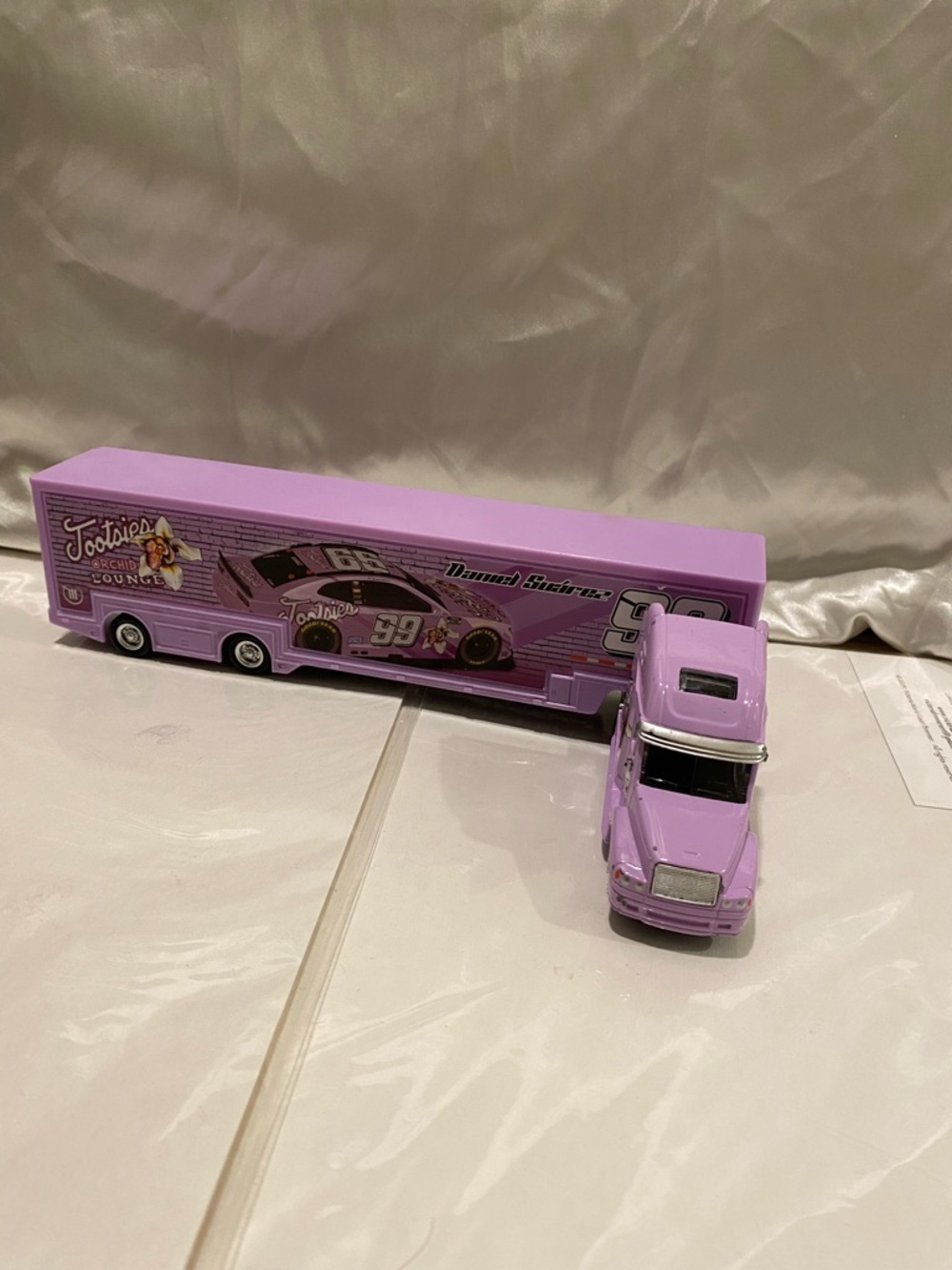 Die-Cast Purple Toy Transport Truck and Trailer - Kids Toys